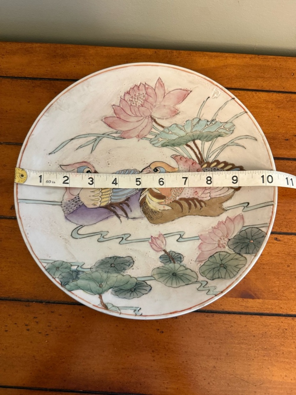 Macau Hand Painted Display Plate Called "Mandarin Doves" 4000 Year Old Folktale - Picture 4 of 4